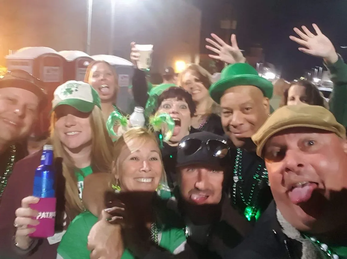 Friends celebrating St. Patrick's Day at Fitzgerald's
