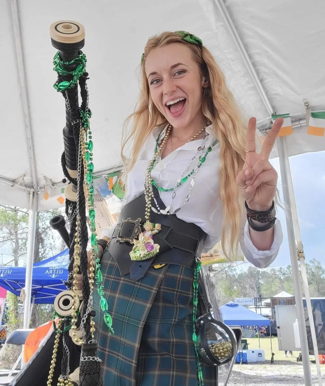 Bagpiper performing at Fitzgerald's St. Patrick's Day celebration